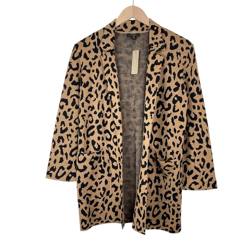 J. Crew Sophie Open Front Sweater Blazer In Leopard Size XS